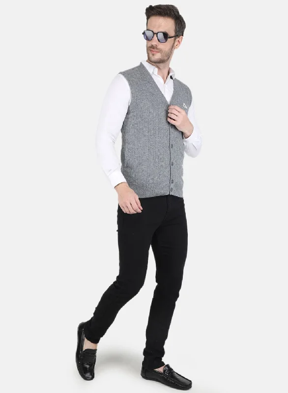 Men Grey Self design Cardigan