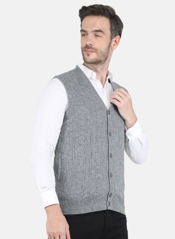 Men Grey Self design Cardigan