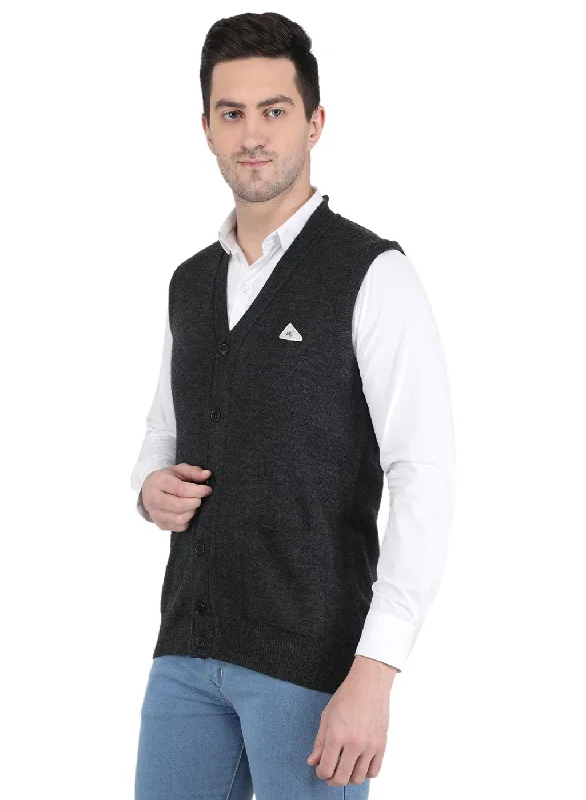 Men Grey Solid Cardigan