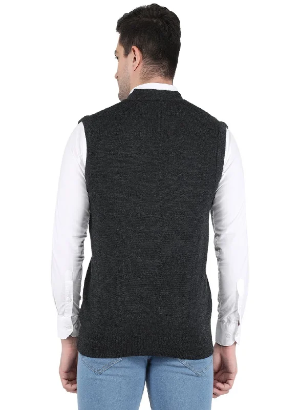 Men Grey Solid Cardigan