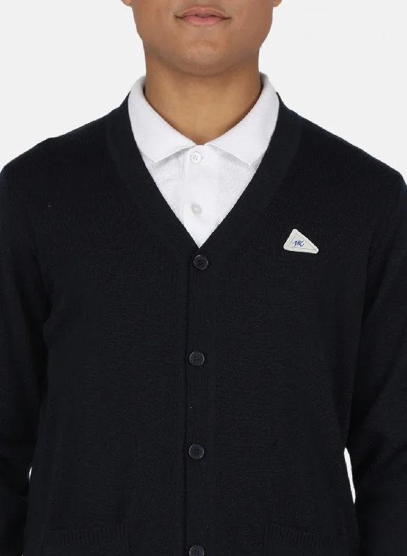 Men NAvy Blue Solid Cardigan