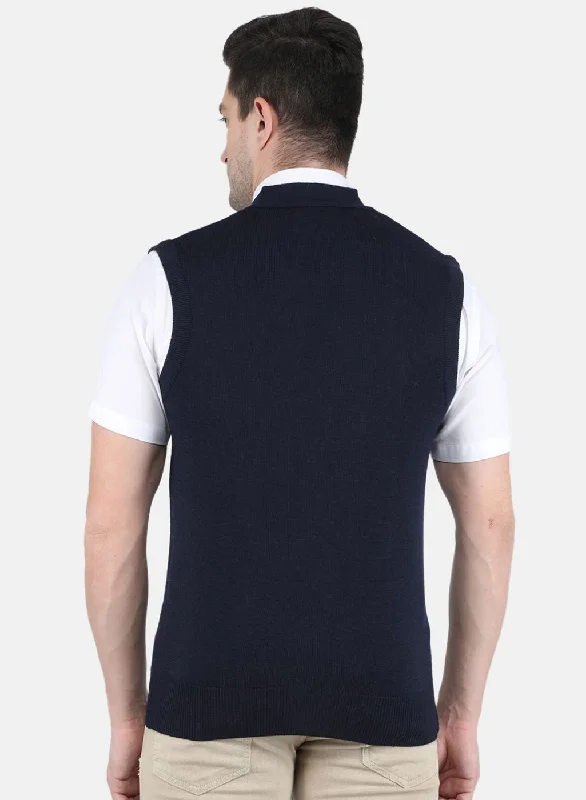 Men NAvy Blue Solid Cardigan