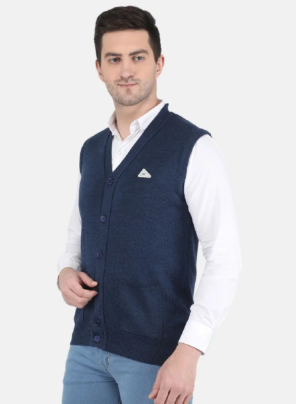 Men NAvy Blue Solid Cardigan