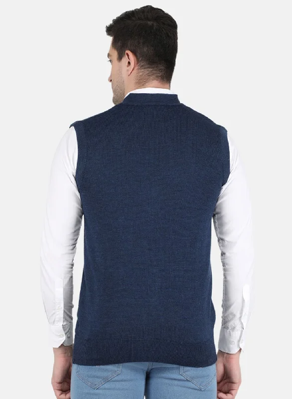 Men NAvy Blue Solid Cardigan