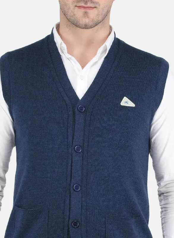 Men NAvy Blue Solid Cardigan