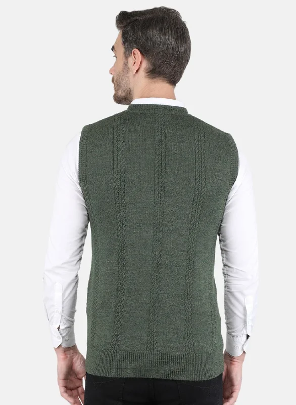 Men Olive Self design Cardigan