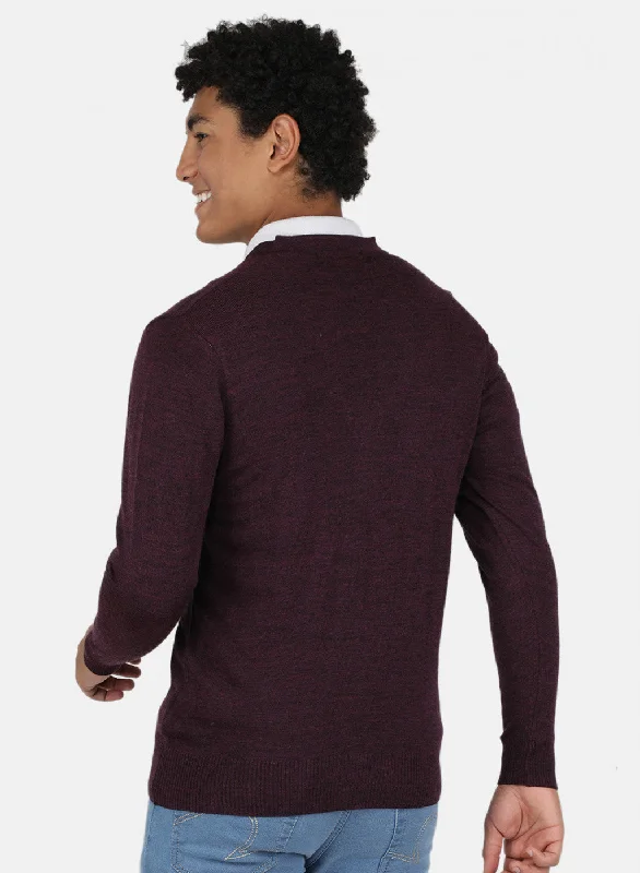 Men Purple Solid Cardigan