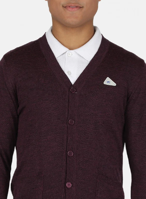 Men Purple Solid Cardigan