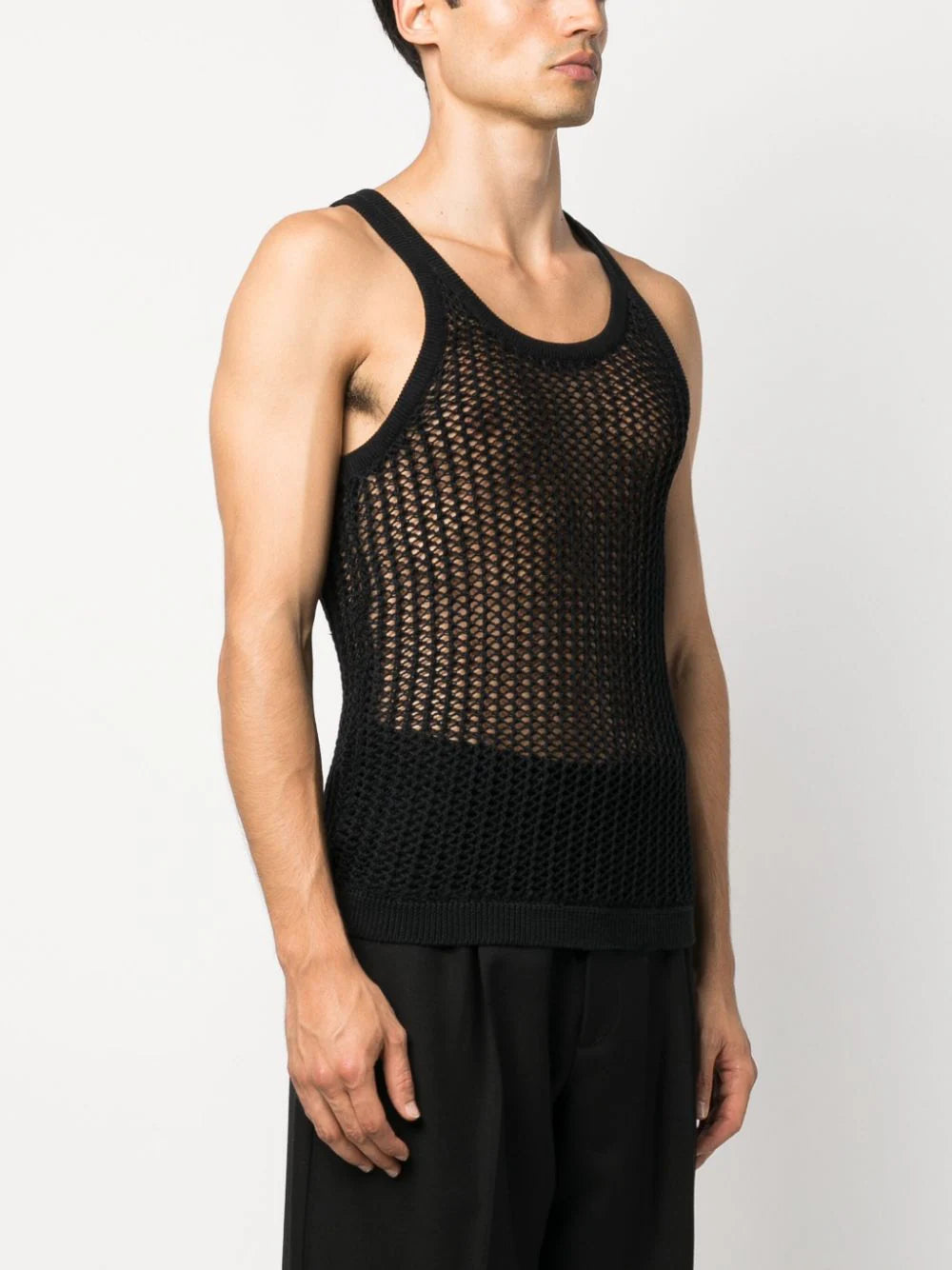 Open-Knit U-Neck Tank Top