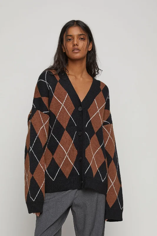 OVERSIZED ARGYLE CARDIGAN