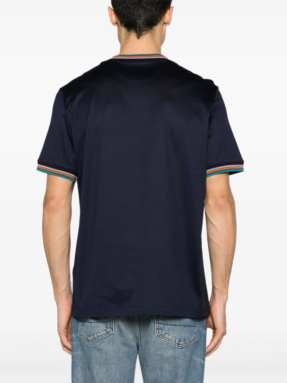 Striped-Trim Cotton T-Shirt