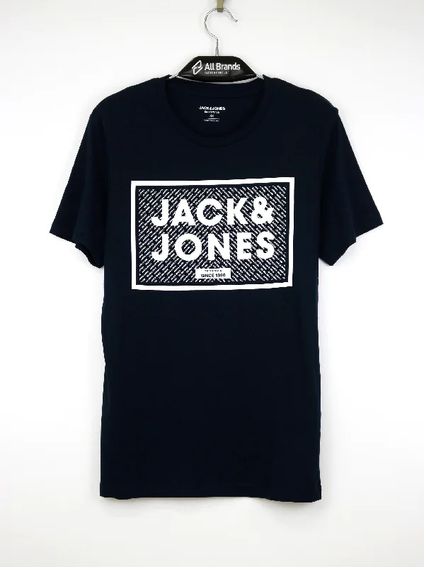 Men's Brand Logo Printed T-Shirt,Navy