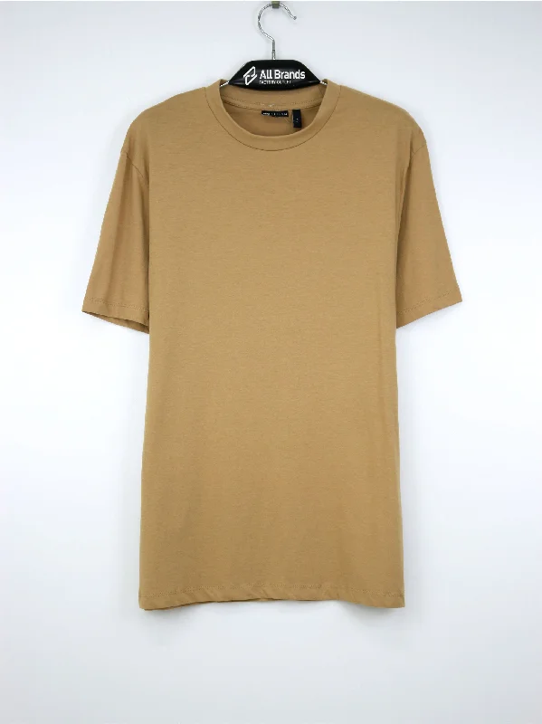 Men's Plain Solid T-Shirt,Light Brown