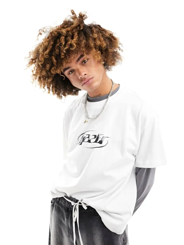 Men's Graphic Printed Oversized T-Shirt,White