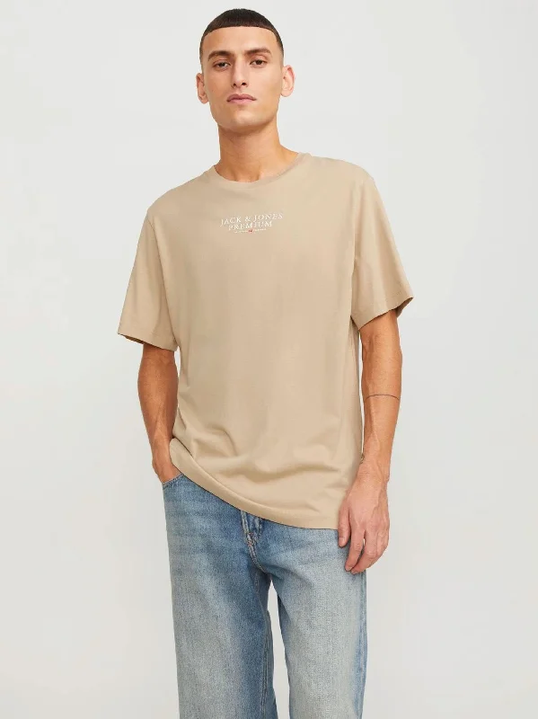 Men's Brand Logo Printed T-Shirt,Beige