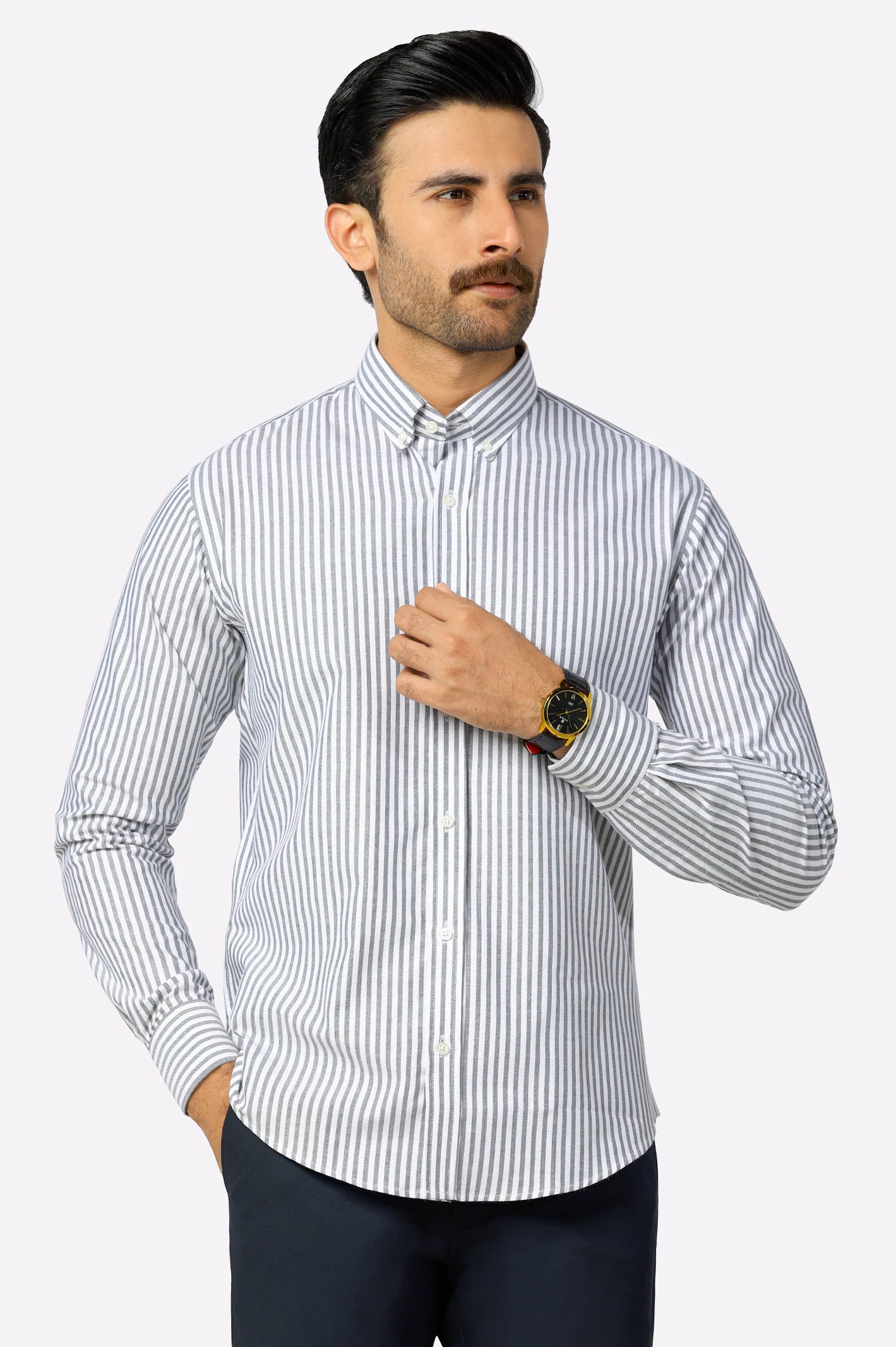 Navy Blue Bengal Stripe Casual Shirt