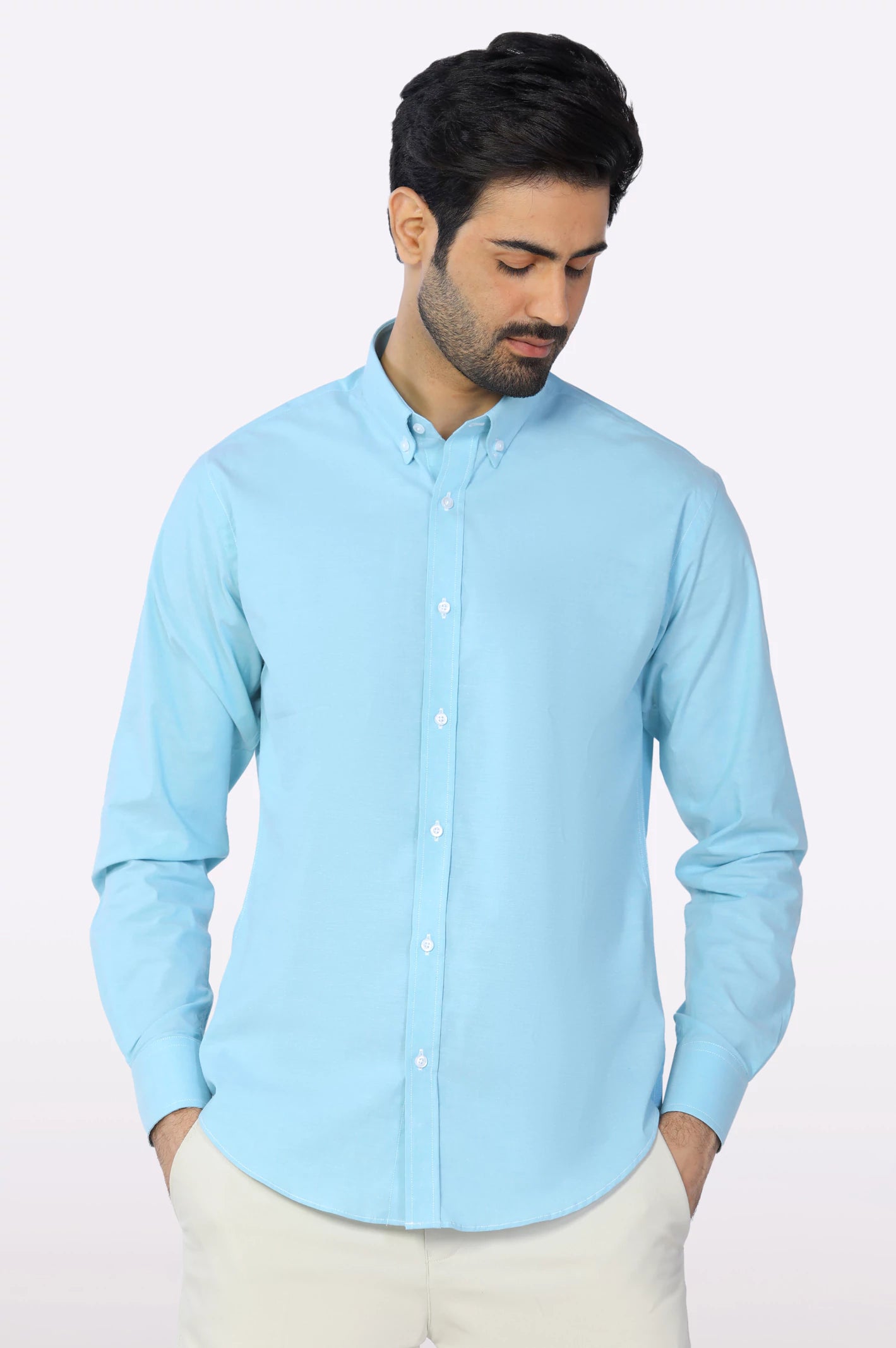 Blue Plain Casual Shirt