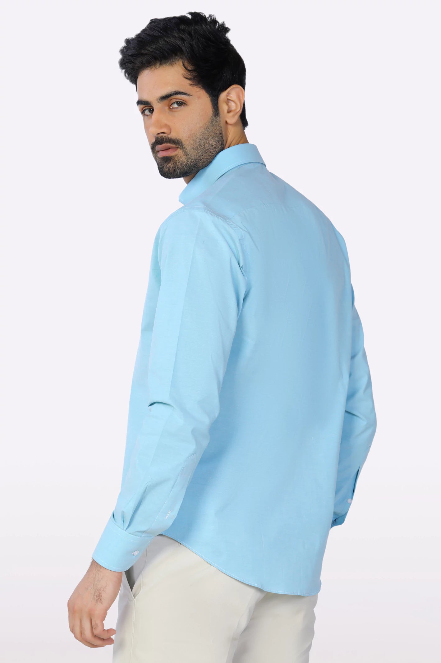 Blue Plain Casual Shirt