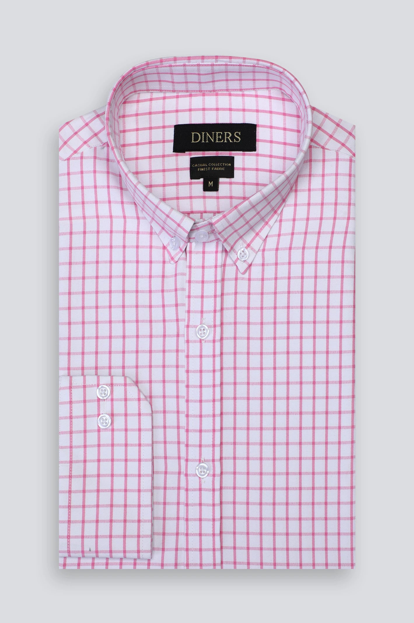 Pink Windowpane Check Casual Shirt