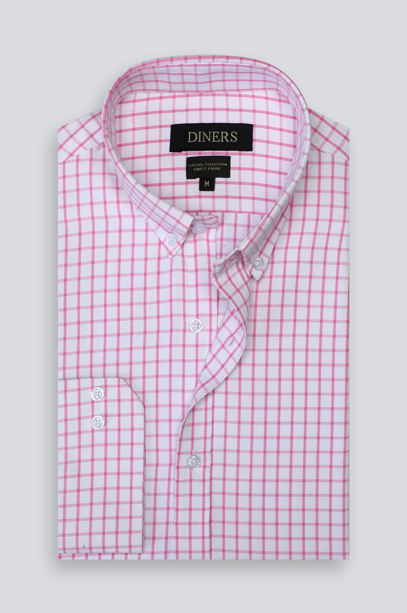 Pink Windowpane Check Casual Shirt