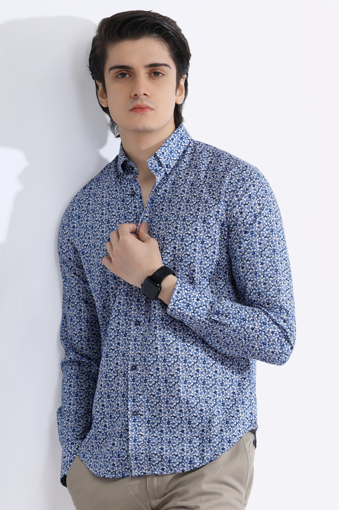 Blue Floral Printed Casual Milano Shirt