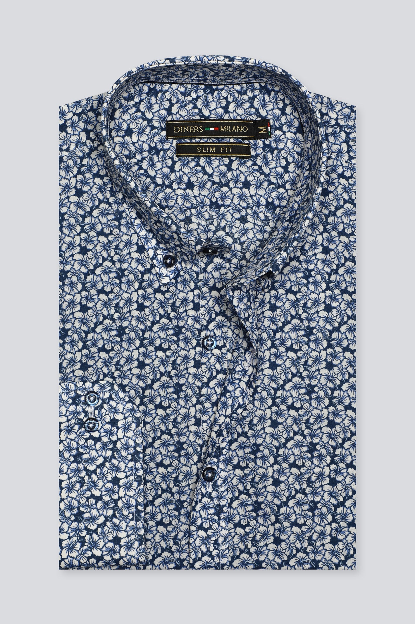 Blue Floral Printed Casual Milano Shirt