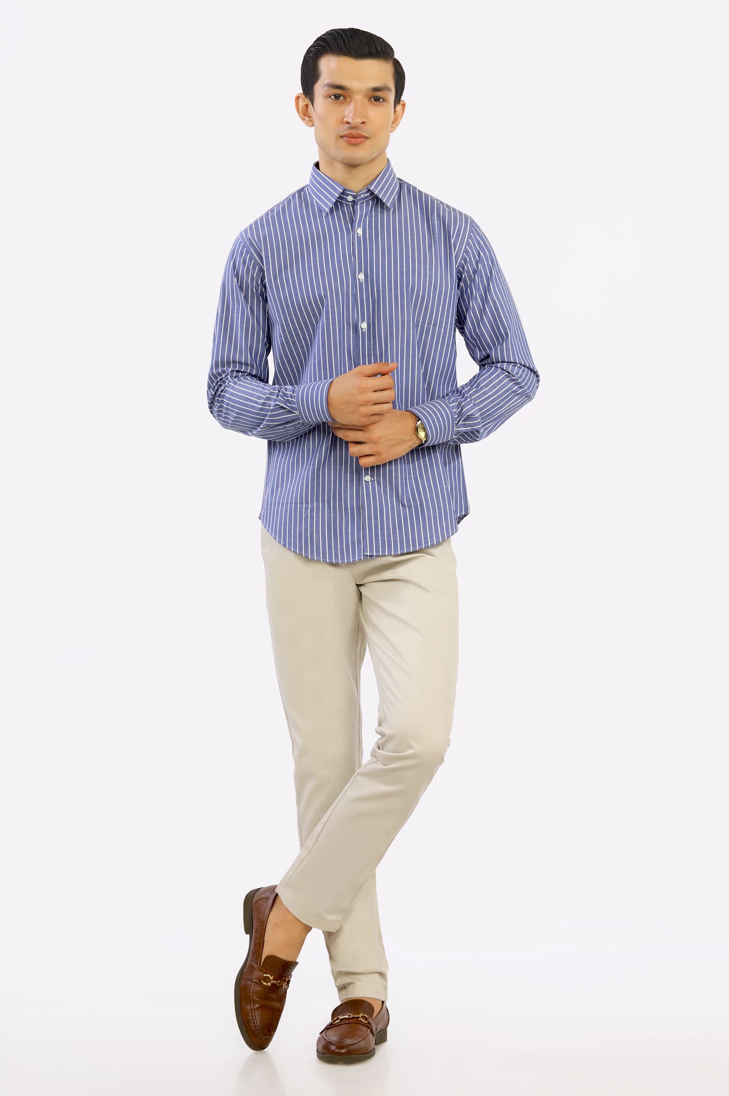 Dark Blue Pinstripe Casual Milano Shirt