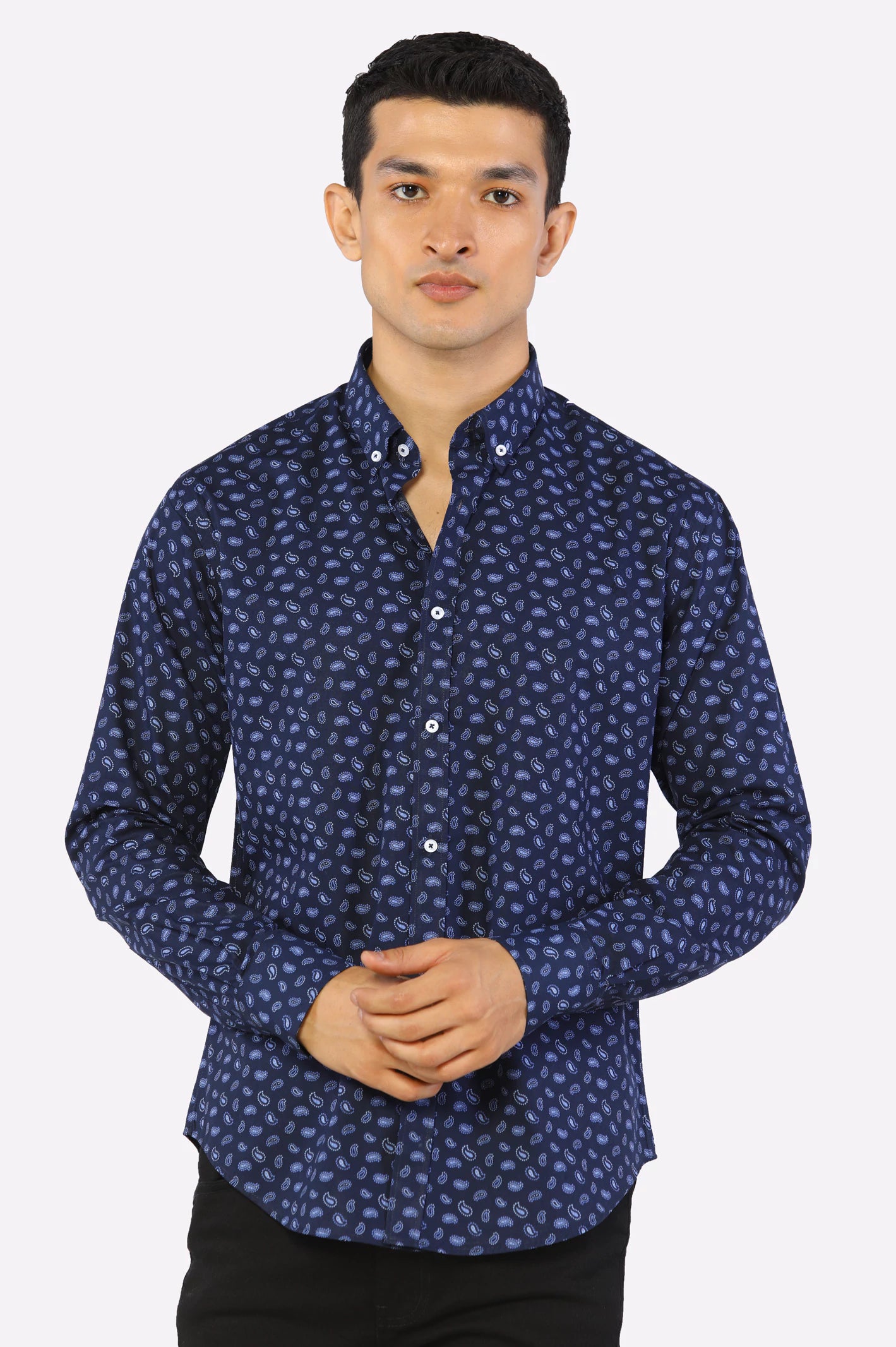 Blue Paisley Printed Casual Shirt