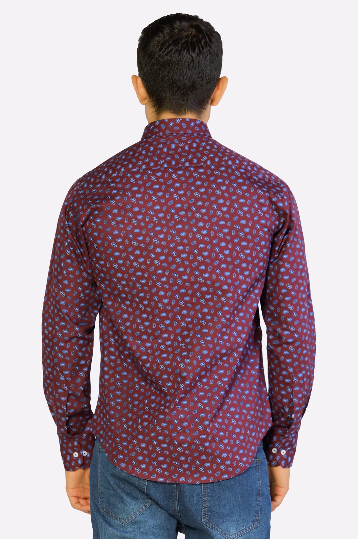 Maroon Paisley Printed Casual Shirt