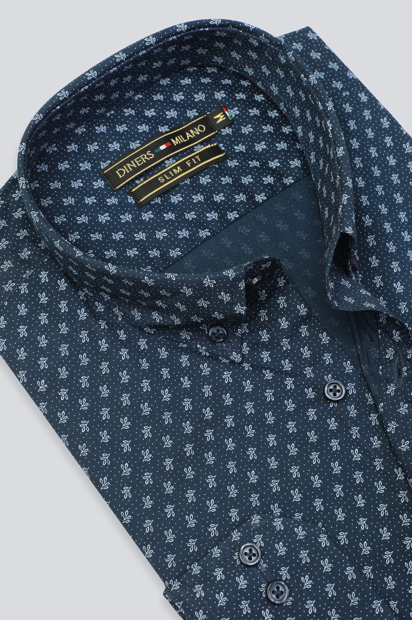 Navy Blue Floral Print Casual Shirt