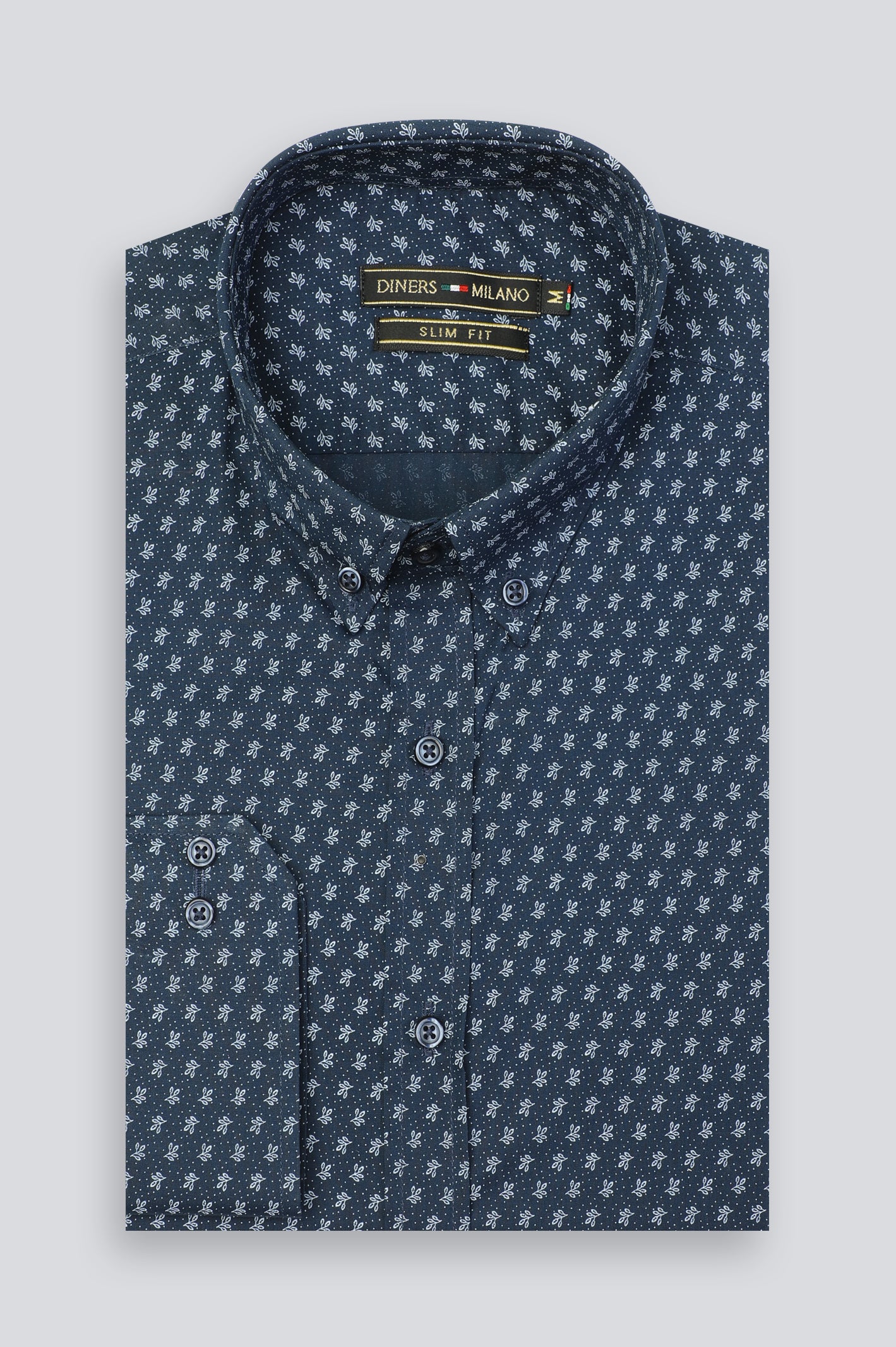 Navy Blue Floral Print Casual Shirt