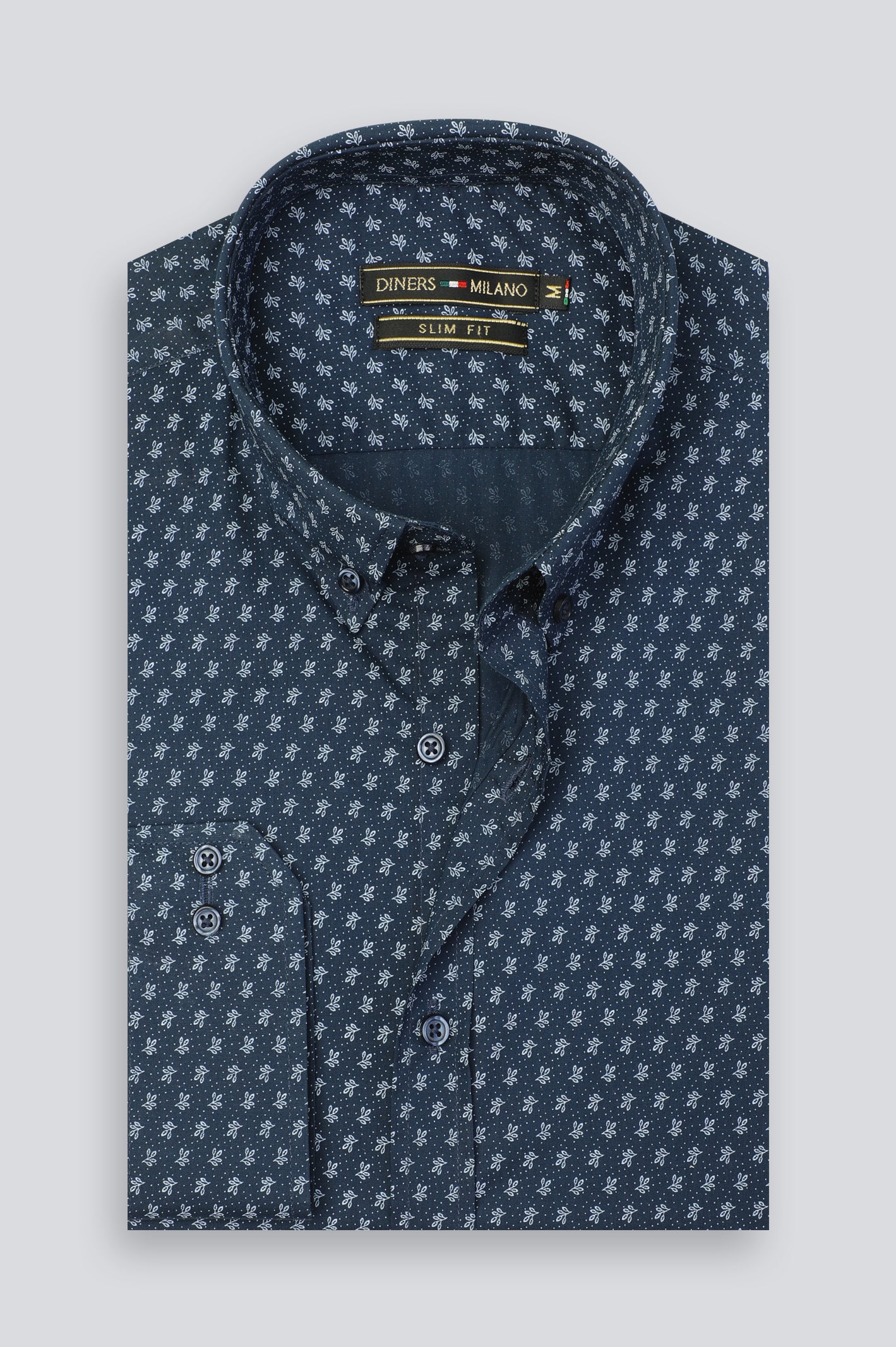 Navy Blue Floral Print Casual Shirt