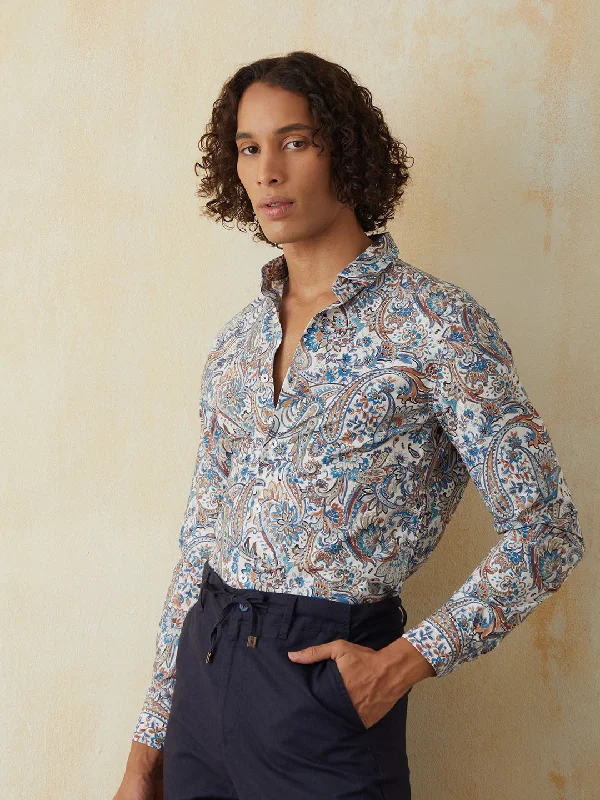 Blue Printed Casual Shirt