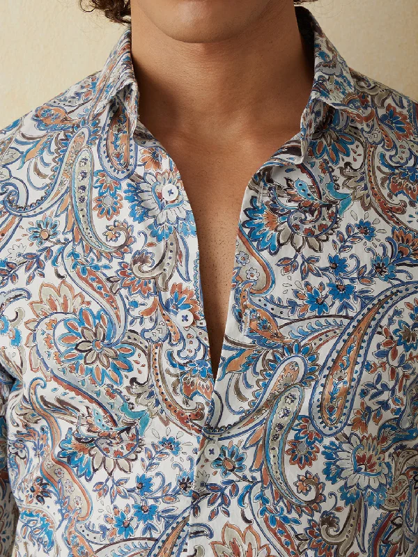 Blue Printed Casual Shirt