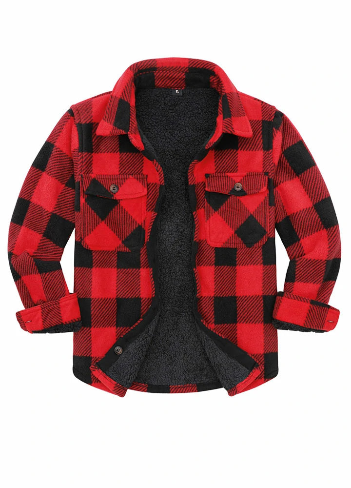 Kids Matching Family Fleece Red Buffalo Plaid Shacket