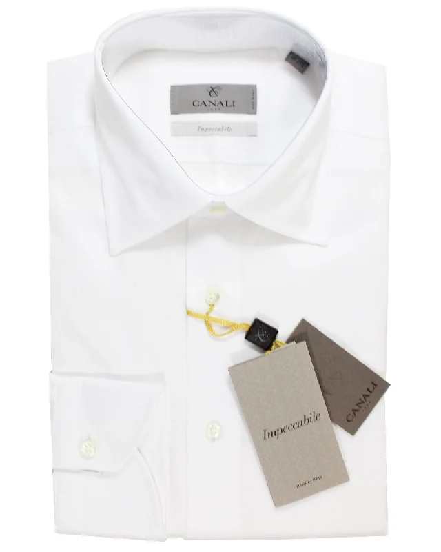 Canali Dress Shirt White 40 - 15 3/4 Spread Collar Impeccable