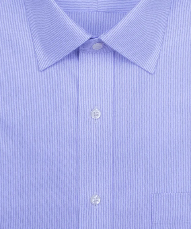 Classic Fit Purple Stripe English Spread Collar Supima® Cotton Non-Iron Twill Dress Shirt