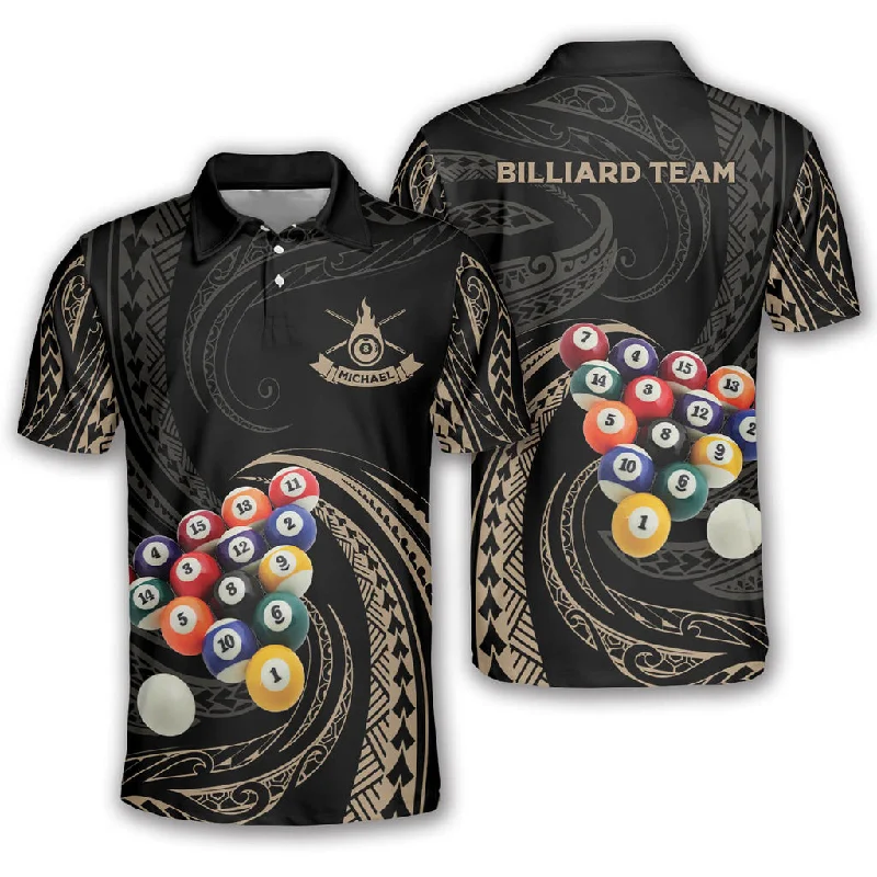 Coolspod Roll Tribal Billiard Personalized Name Unisex Polo Shirt, Gift for Billiard Players