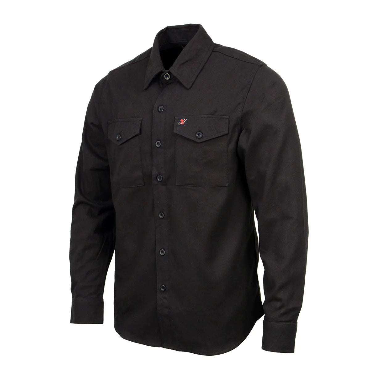 Men's Solid Black Long Sleeve Cotton Flannel Shirt