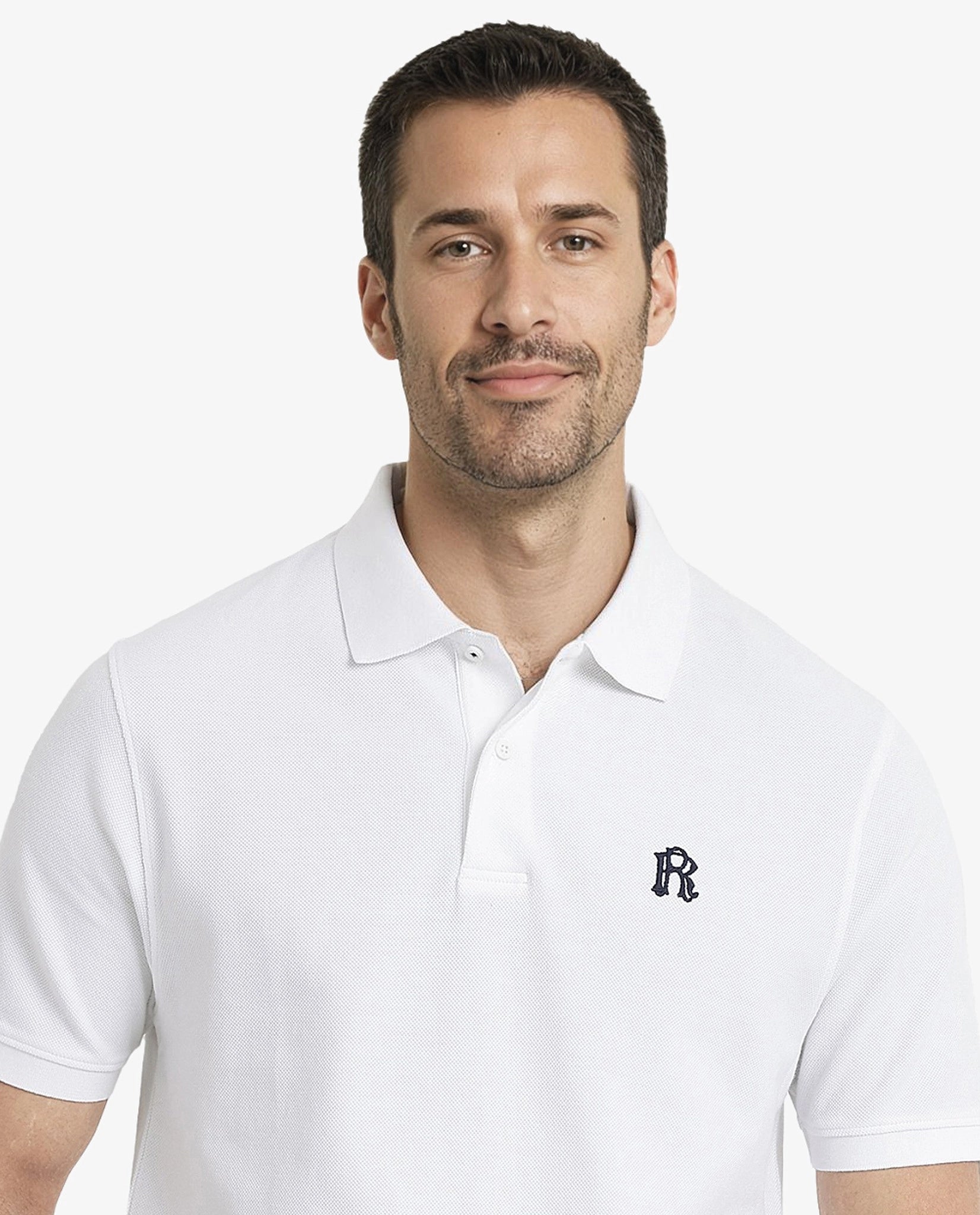 Rare Rabbit Men Dive White Cotton Fabric Short Sleeve Button Closure Regular Fit Embroidered Logo Plain Polo T-Shirt