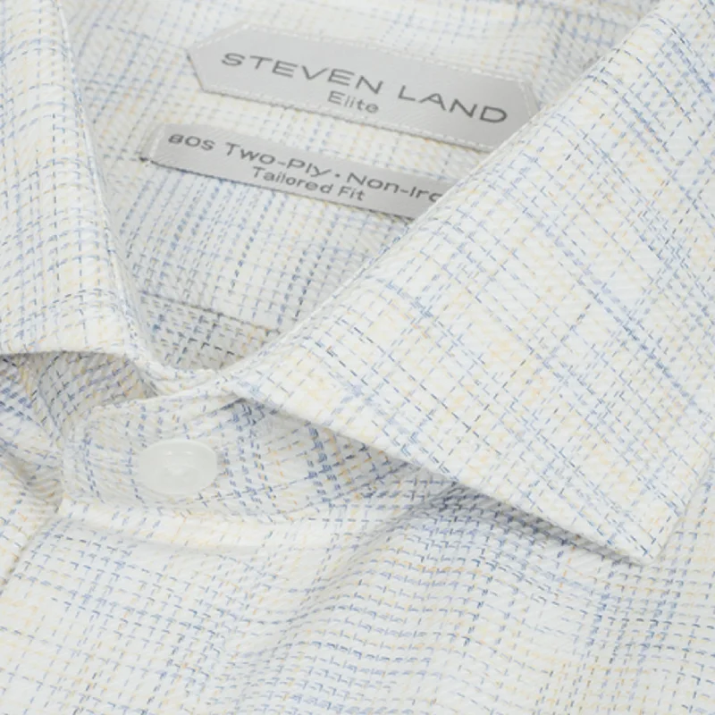 The Colm Dress Shirt | Semi Spread Collar | Mitered Barrel cuff | Yellow & Blue mélange Fabric