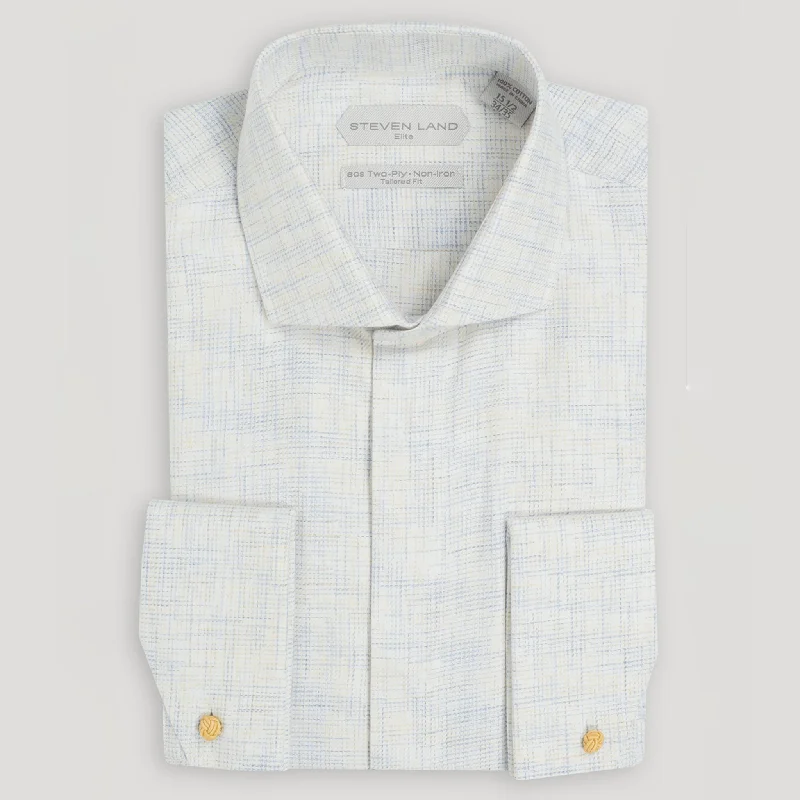 The Malcolm dress Shirt | Semi Spread Collar | Mitered French cuff | Yellow & Blue mélange Fabric