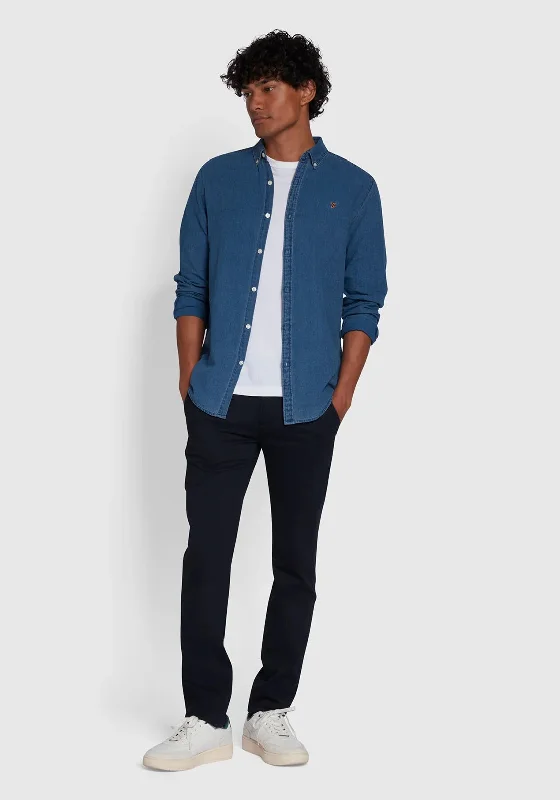 Farah Brewer Denim Slim Fit Shirt, Blue