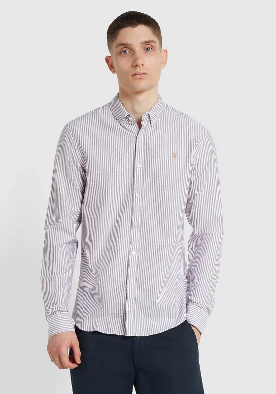 Farah Brewer Stripe Oxford Shirt, Wine & White