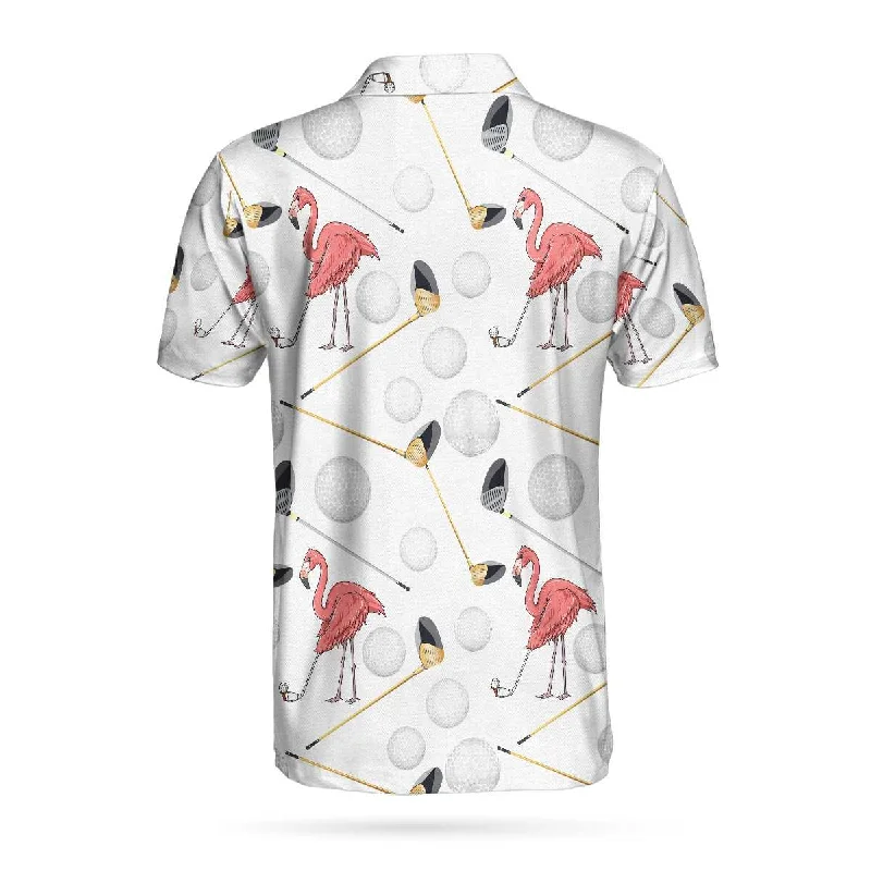 Flamingo Golfer Polo Shirt, Pink Flamingo Golf Polo Shirt, Flamingo Themed Short Sleeve Shirt For Golfers Coolspod