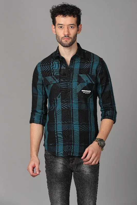 Green Black Checks Shirt