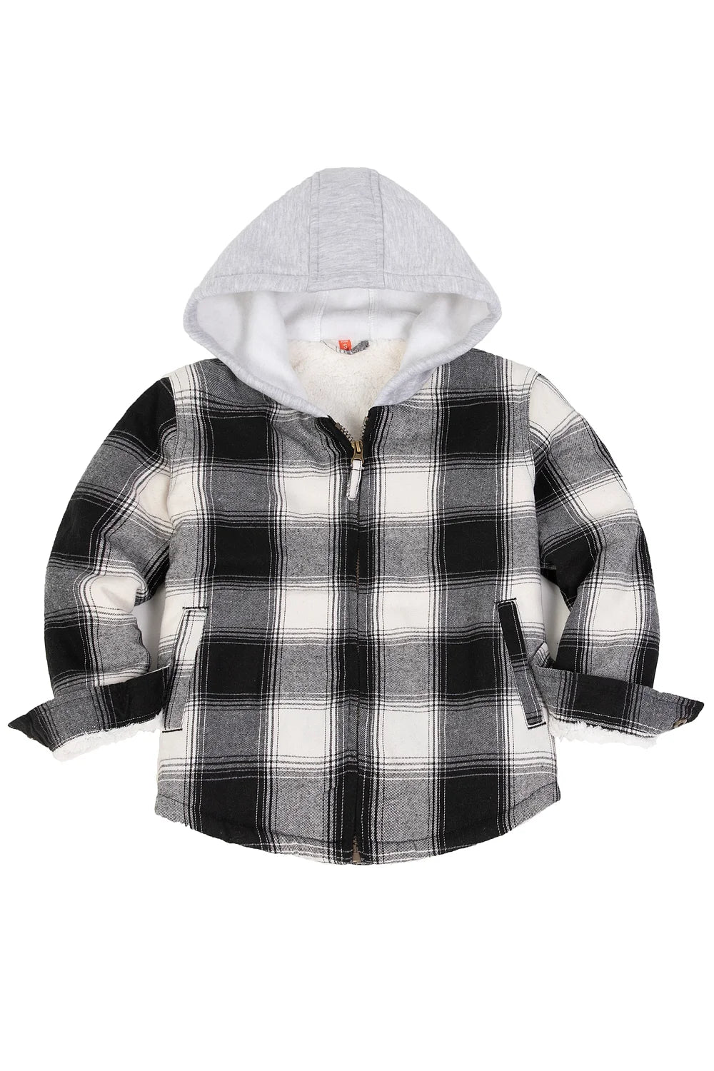 Kids Matching Family Zip Up Black White Plaid Flannel Hoodie