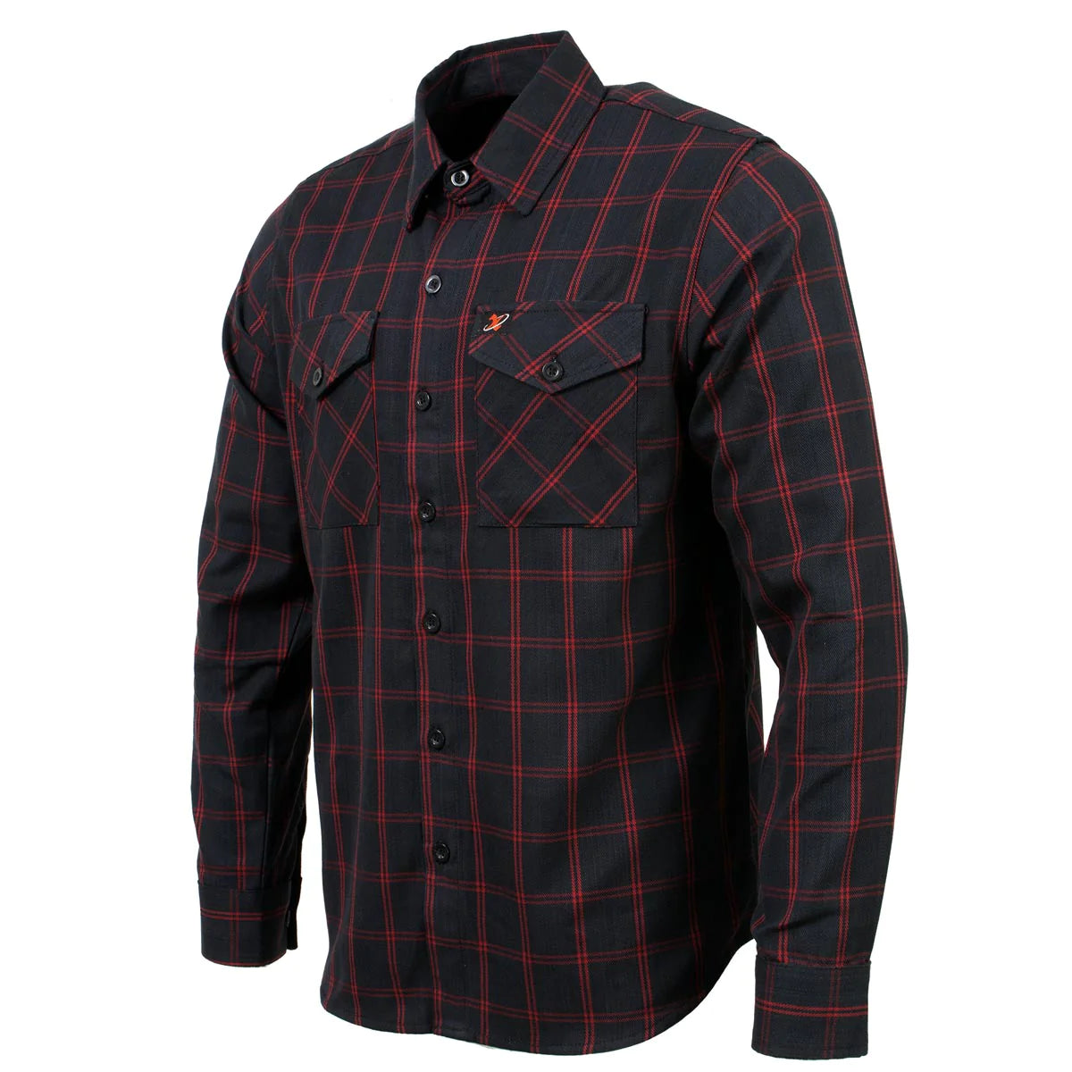 Men's Black and Red Long Sleeve Cotton Flannel Shirt