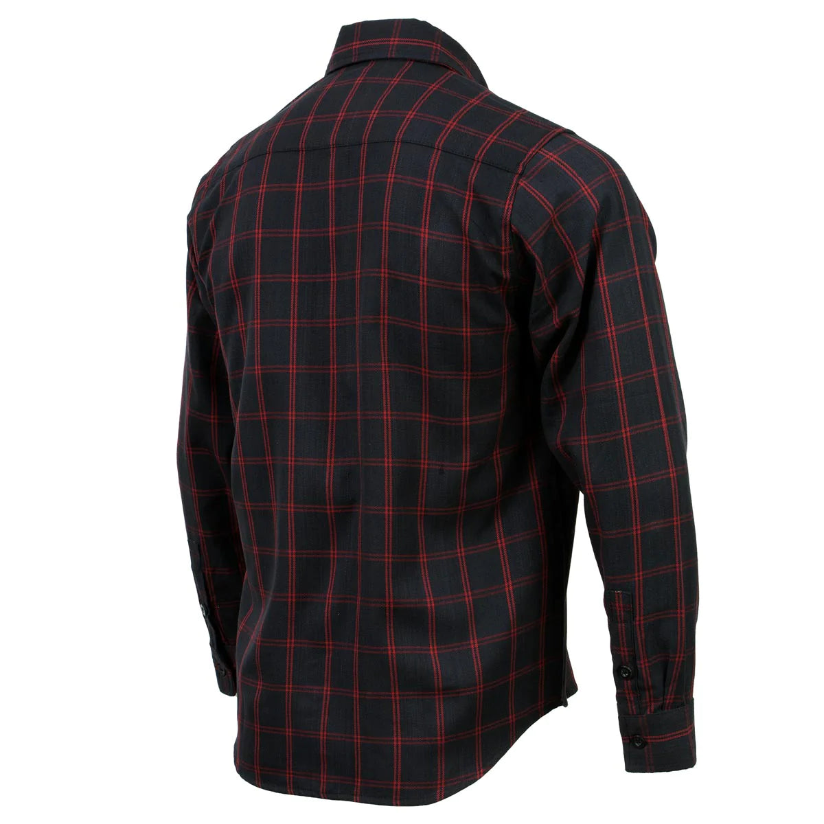 Men's Black and Red Long Sleeve Cotton Flannel Shirt