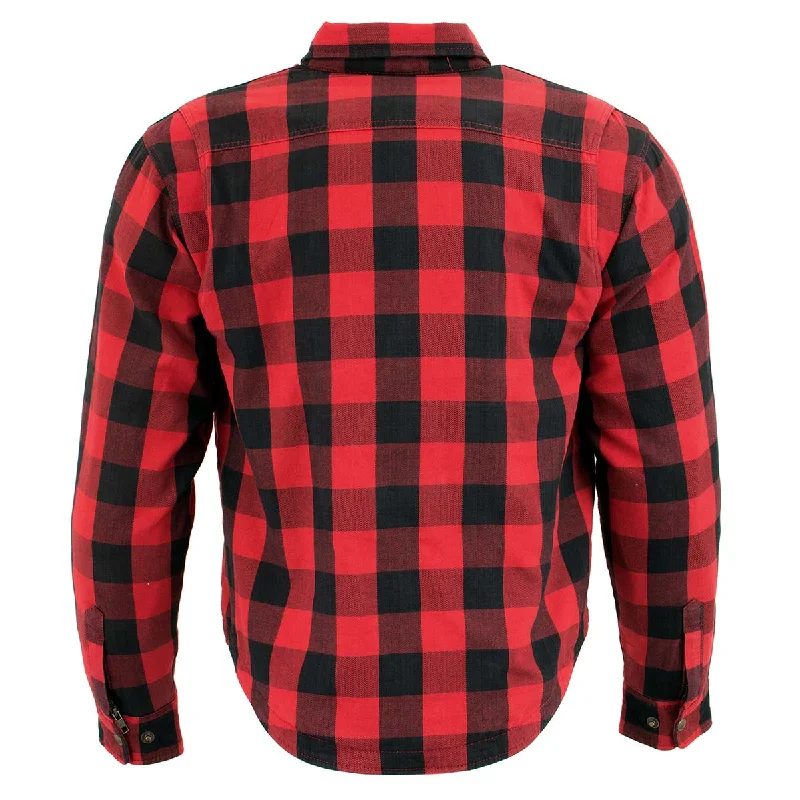 Men's Plaid Flannel Biker Shirt with CE Approved Armor - Reinforced w/ Aramid Fiber